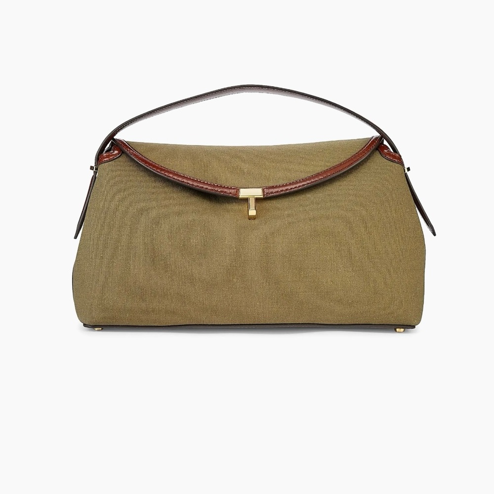Toteme T-Lock Canvas and Leather Top Handle Bag
